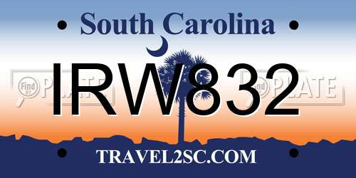 IRW832 South Carolina License Plate