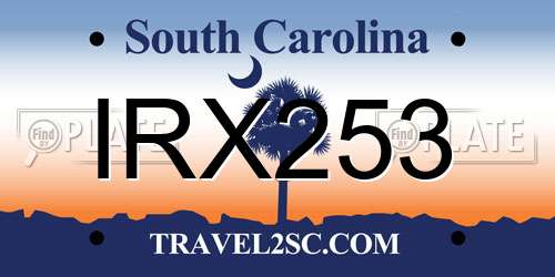 IRX253 South Carolina License Plate