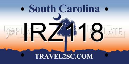 IRZ118 South Carolina License Plate