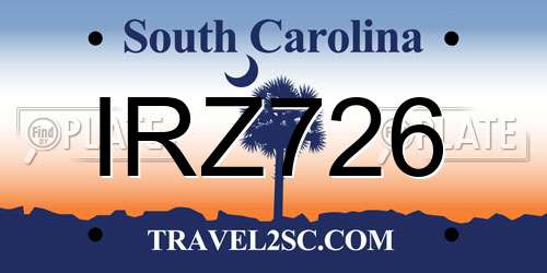 IRZ726 South Carolina License Plate