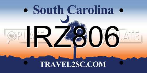 IRZ806 South Carolina License Plate
