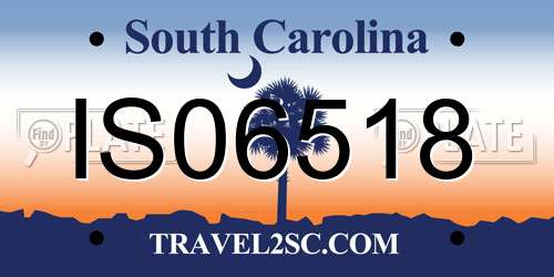 IS06518 South Carolina License Plate