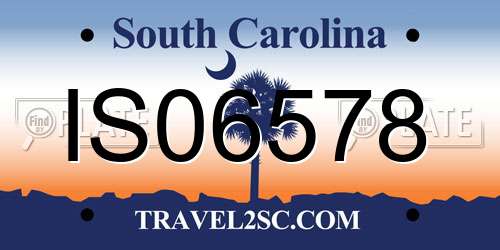 IS06578 South Carolina License Plate