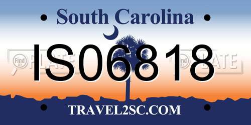 IS06818 South Carolina License Plate