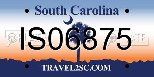 IS06875 South Carolina License Plate
