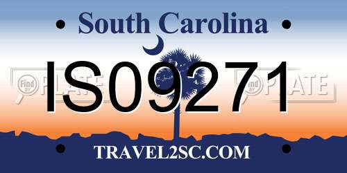 IS09271 South Carolina License Plate
