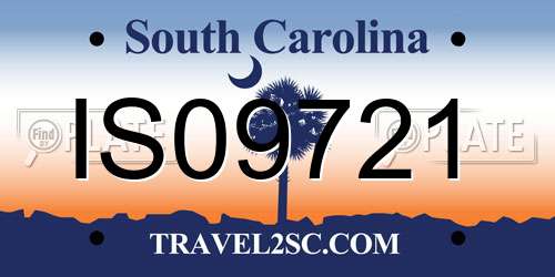 IS09721 South Carolina License Plate