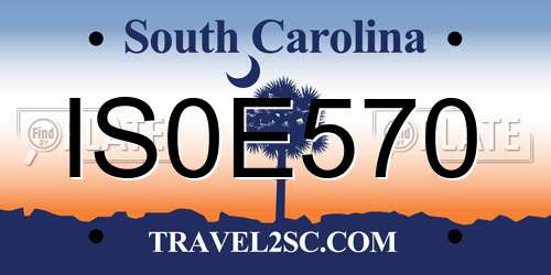 IS0E570 South Carolina License Plate
