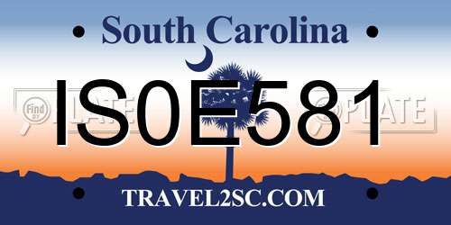 IS0E581 South Carolina License Plate