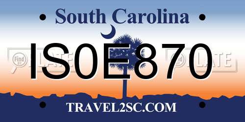 IS0E870 South Carolina License Plate