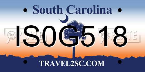 IS0G518 South Carolina License Plate