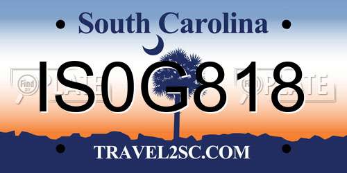 IS0G818 South Carolina License Plate