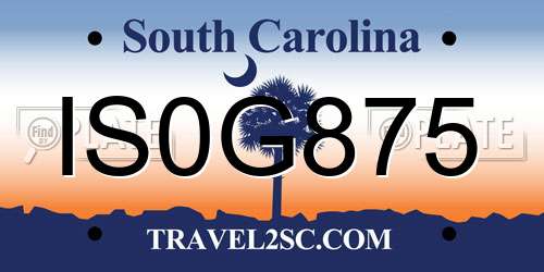IS0G875 South Carolina License Plate