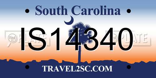 IS14340 South Carolina License Plate