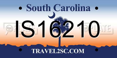 IS16210 South Carolina License Plate