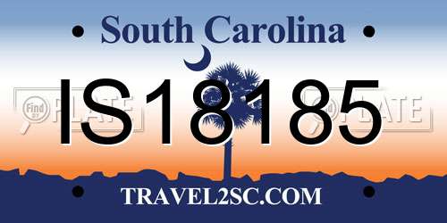 IS18185 South Carolina License Plate