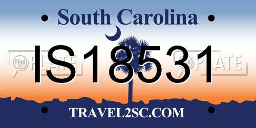 IS18531 South Carolina License Plate
