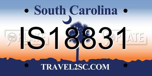 IS18831 South Carolina License Plate