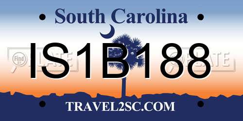 IS1B188 South Carolina License Plate