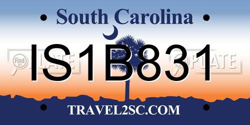 IS1B831 South Carolina License Plate