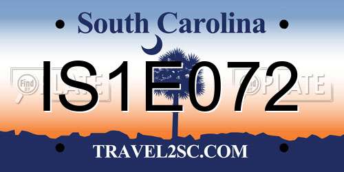 IS1E072 South Carolina License Plate
