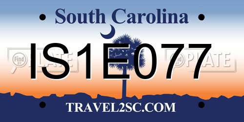 IS1E077 South Carolina License Plate