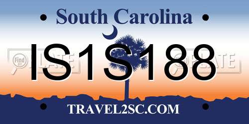 IS1S188 South Carolina License Plate