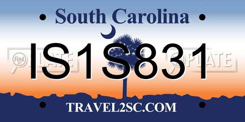 IS1S831 South Carolina License Plate