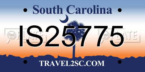 IS25775 South Carolina License Plate