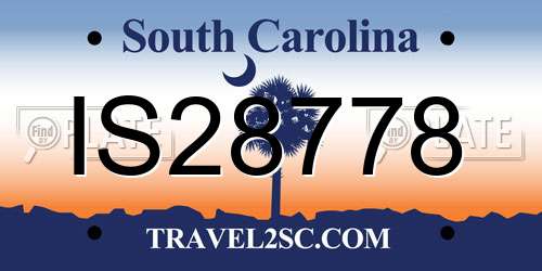 IS28778 South Carolina License Plate