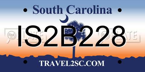 IS2B228 South Carolina License Plate