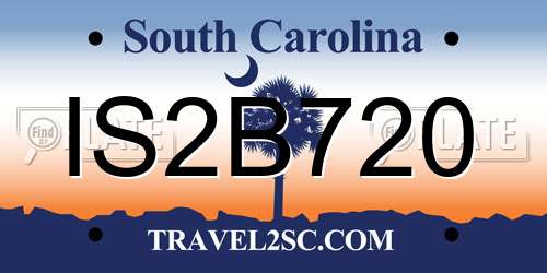 IS2B720 South Carolina License Plate