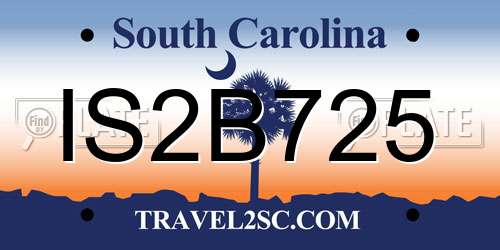 IS2B725 South Carolina License Plate