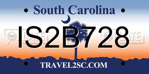 IS2B728 South Carolina License Plate