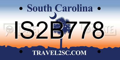 IS2B778 South Carolina License Plate
