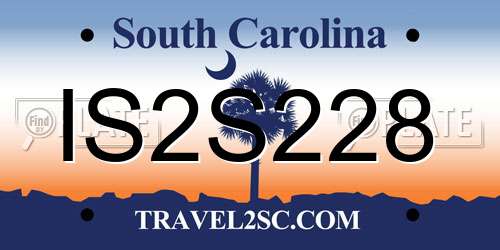 IS2S228 South Carolina License Plate