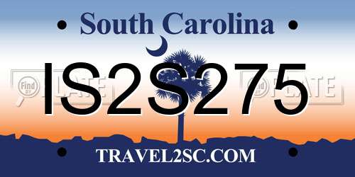 IS2S275 South Carolina License Plate