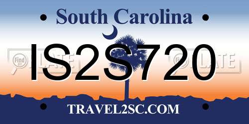 IS2S720 South Carolina License Plate