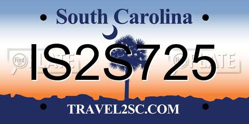 IS2S725 South Carolina License Plate