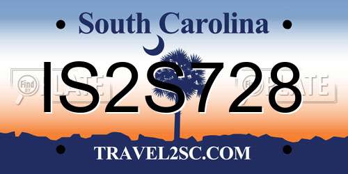 IS2S728 South Carolina License Plate