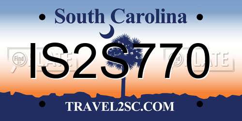 IS2S770 South Carolina License Plate