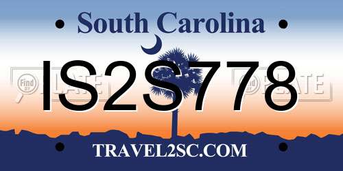 IS2S778 South Carolina License Plate