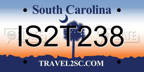 IS2T238 South Carolina License Plate