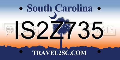IS2Z735 South Carolina License Plate
