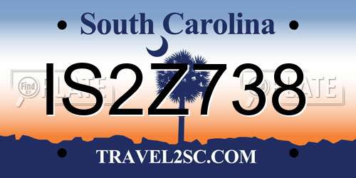 IS2Z738 South Carolina License Plate