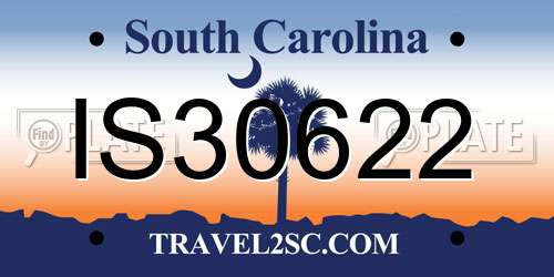 IS30622 South Carolina License Plate