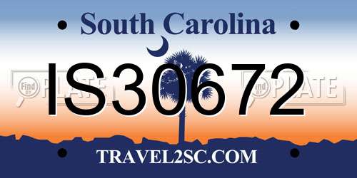 IS30672 South Carolina License Plate