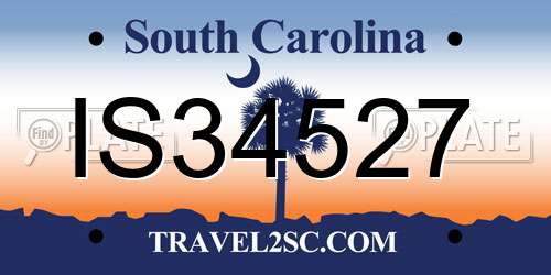 IS34527 South Carolina License Plate
