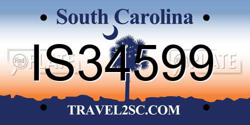 IS34599 South Carolina License Plate