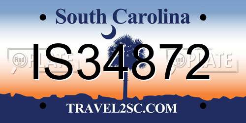 IS34872 South Carolina License Plate